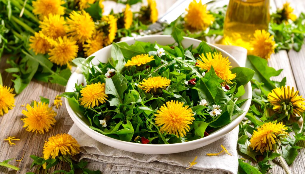 Gänseblümchen-Löwenzahn-Salat